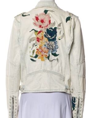 BLANKNYC Floral Embroidered & Embellished Denim Moto Jacket